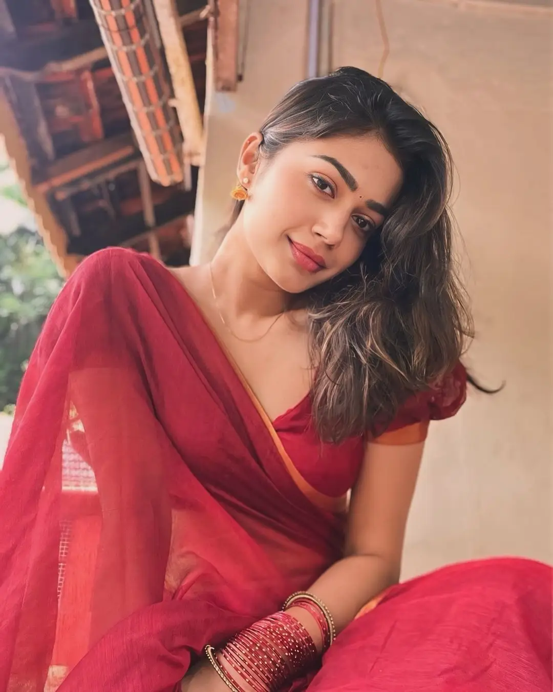 Tollywood Actress Payal Radhakrishna Stills in Maroon Saree